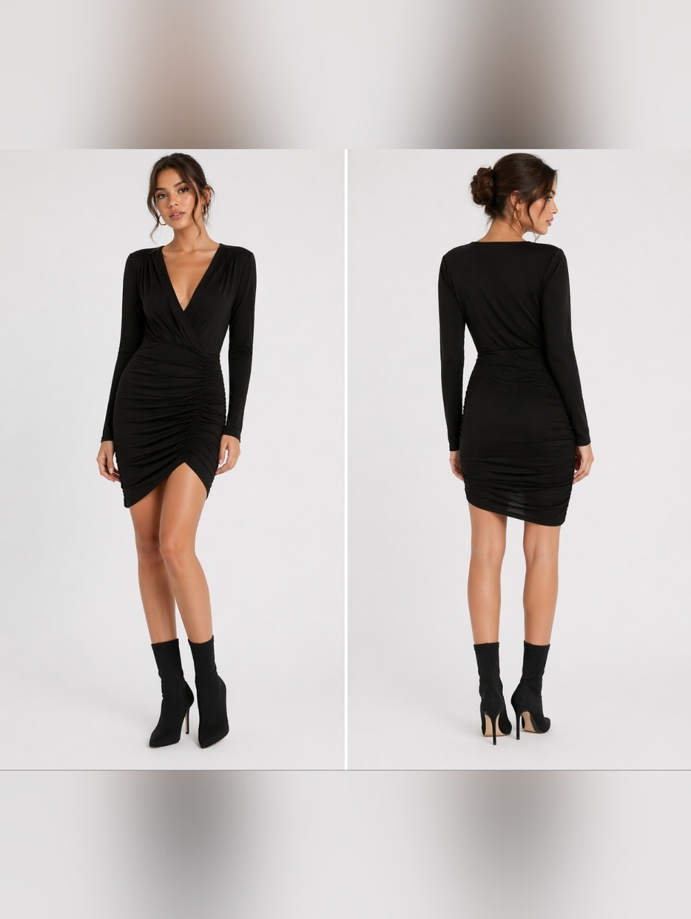 Express Black Ruched Asymetrical Dress